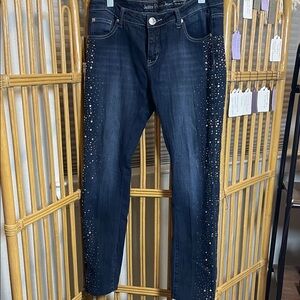 Justice Dark Blue Jeans with Rhinestone Accents